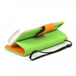 Wholesale iPhone 4S / 4 Anti-Slip Flip Leather Wallet Case with Stand (Green-Orange)